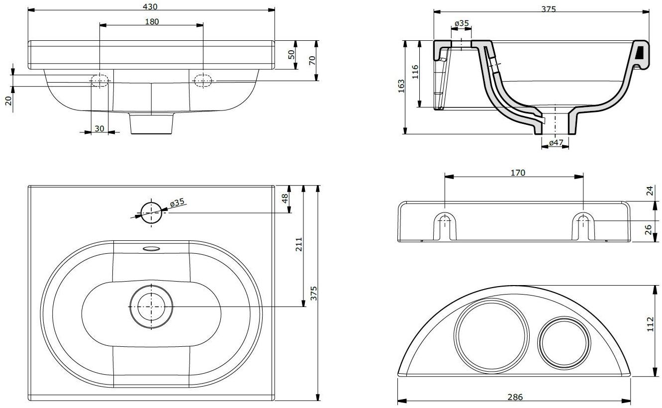 Подвесная раковина настенная овальная Saniline MINIME белая sun-id-1498396 - Вид №1