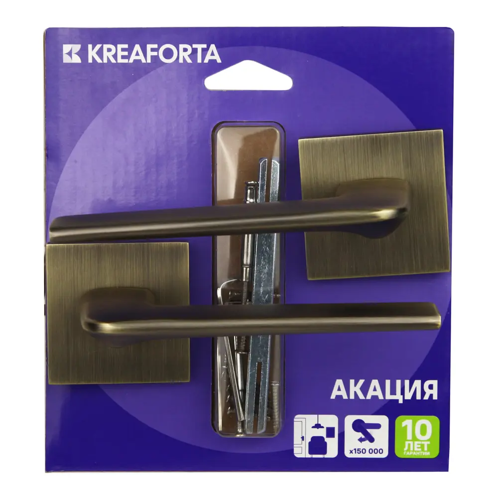 Дверная ручка на розетке KREAFORTA Акация без запирания цвет бронза 89450163 STLM-2050231  - Вид №3