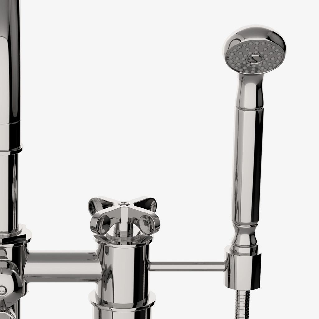 HNXT40 Установленный на палубе наполнитель для ванн Henry Exposed с ручным душем и металлическими поперечными ручками Waterworks - Вид №1