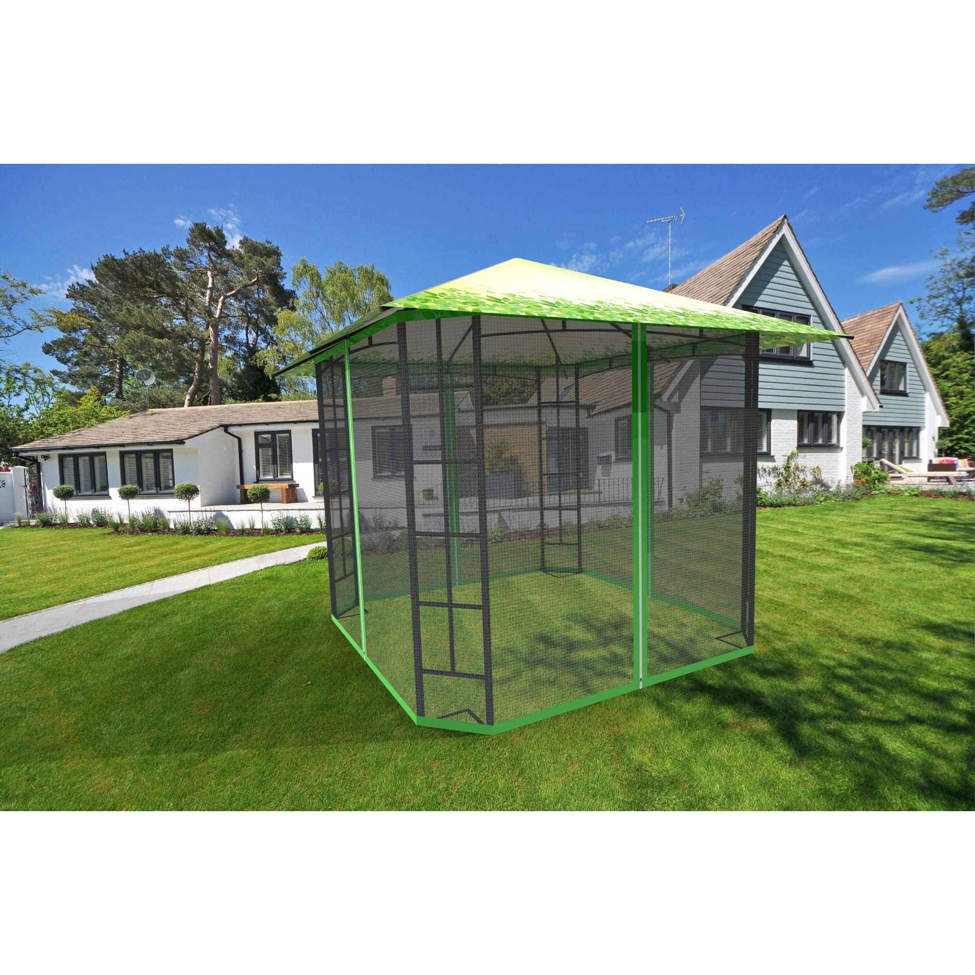 82697250 Шатер садовый с антимоскитной сеткой Ажур 3х3х2.65 м сталь зеленый (без штор) Santreyd  - Вид №2