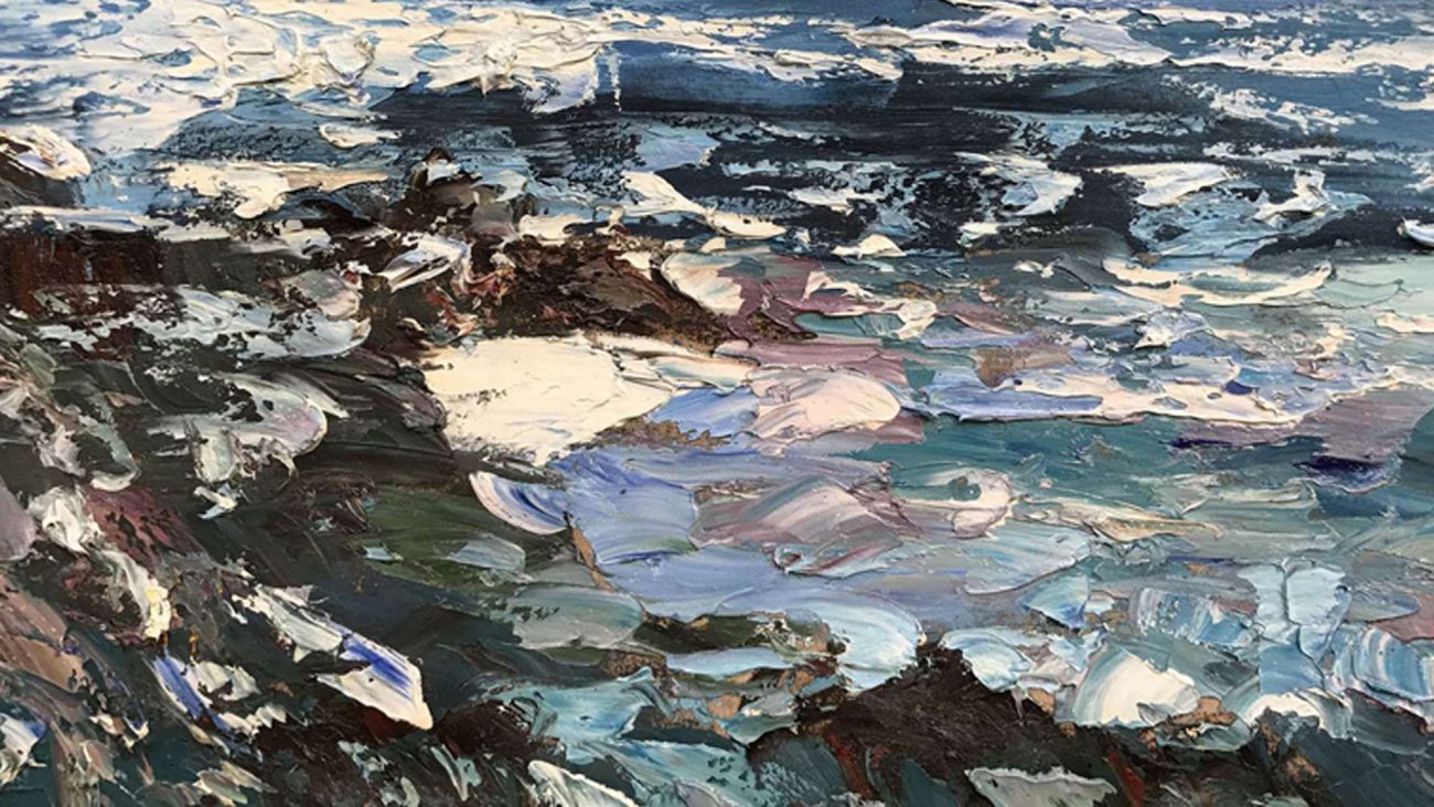 Картина на холсте 90х120 см "Волны - 2" EVENHOME КАРТИНЫ МАСЛОМ 129947 Голубой;серый  - Вид №1