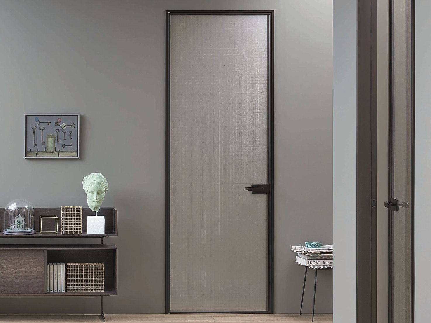 Алюминиевая и стеклянная распашная дверь с выдвижными петлями Lualdi двери ARCH-00141608