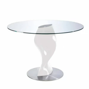 Обеденный стол круглый стеклянный белый 120см B065 от Angel Cerda ANGEL CERDA  00-3865617 Белый;прозрачный;хром