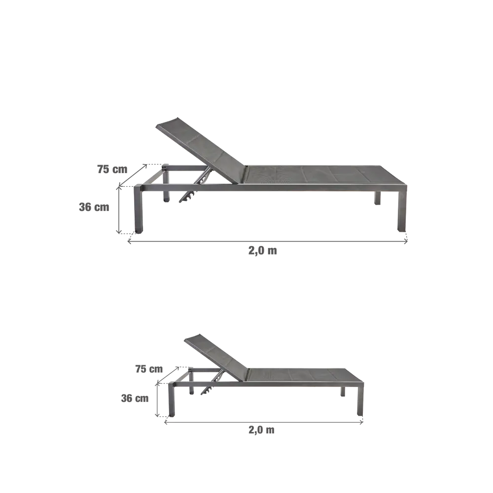 Шезлонг Naterial Aquila II 200x36x75 см алюминий/текстилен серый 84494100 STLM-2204471  - Вид №17
