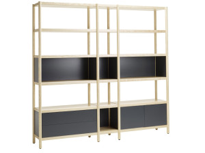 Секционный деревянный книжный шкаф с ящиками