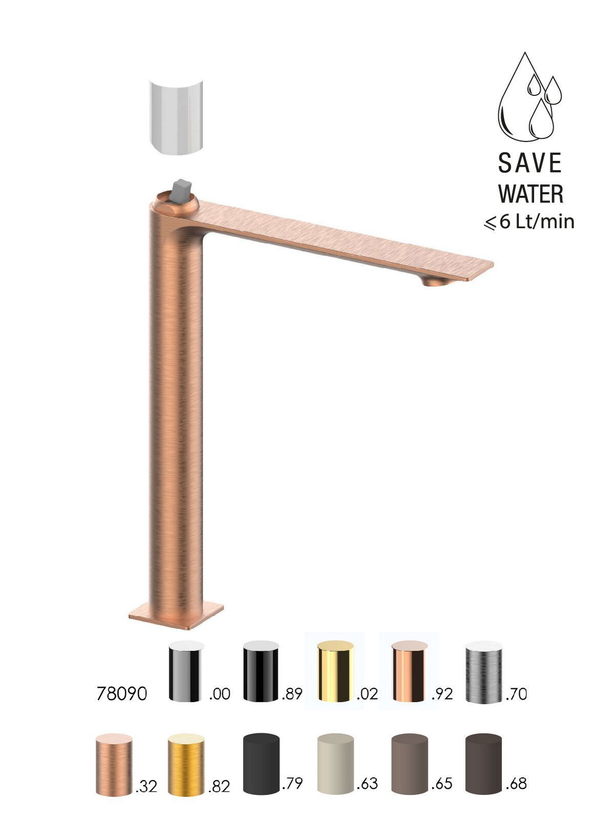 Смеситель для раковины высокого пола с ограничителем расхода Rubinetterie Frattini Narciso S ARCH-00042651 - Вид №14