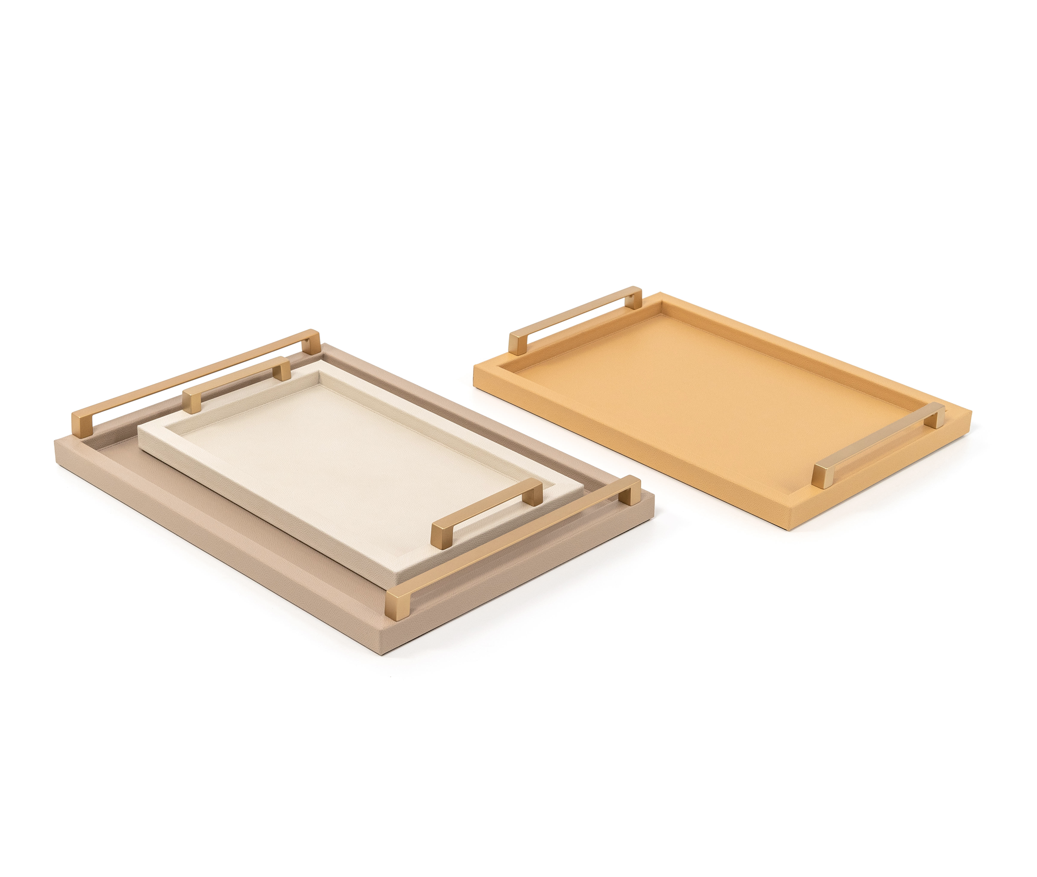 Юпитер Поднос - 40x25 см/металлик_хром/зернистая кожа_кремовый Pinetti 00.1314.029.027 - Вид №4