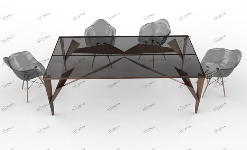TrackDesign Прямоугольный стол из стали Corten ™ и закаленного стекла  Tt0667002 