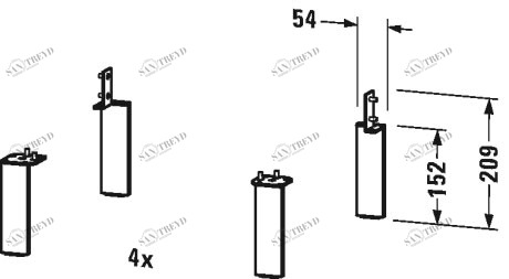 BR979404343 Ножка Brioso #BR9794 152 x 44 x 10 мм Базальт матовый, декор Duravit