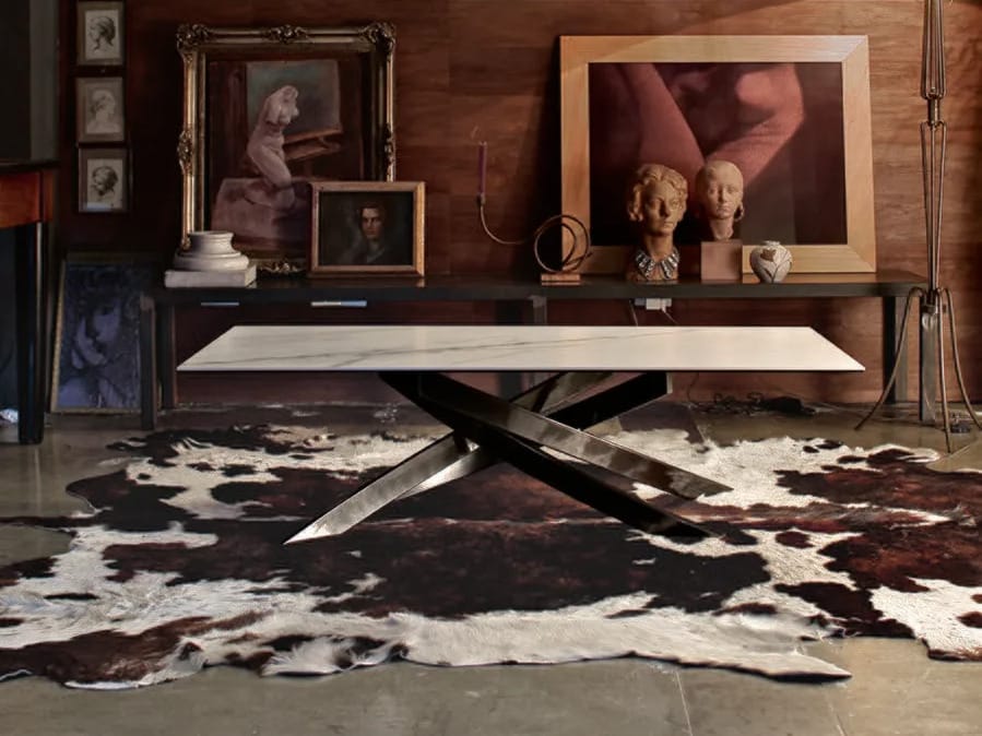 Журнальный столик из стали и хрусталя Bontempi Casa художественный ARCH-00011859 - Вид №2