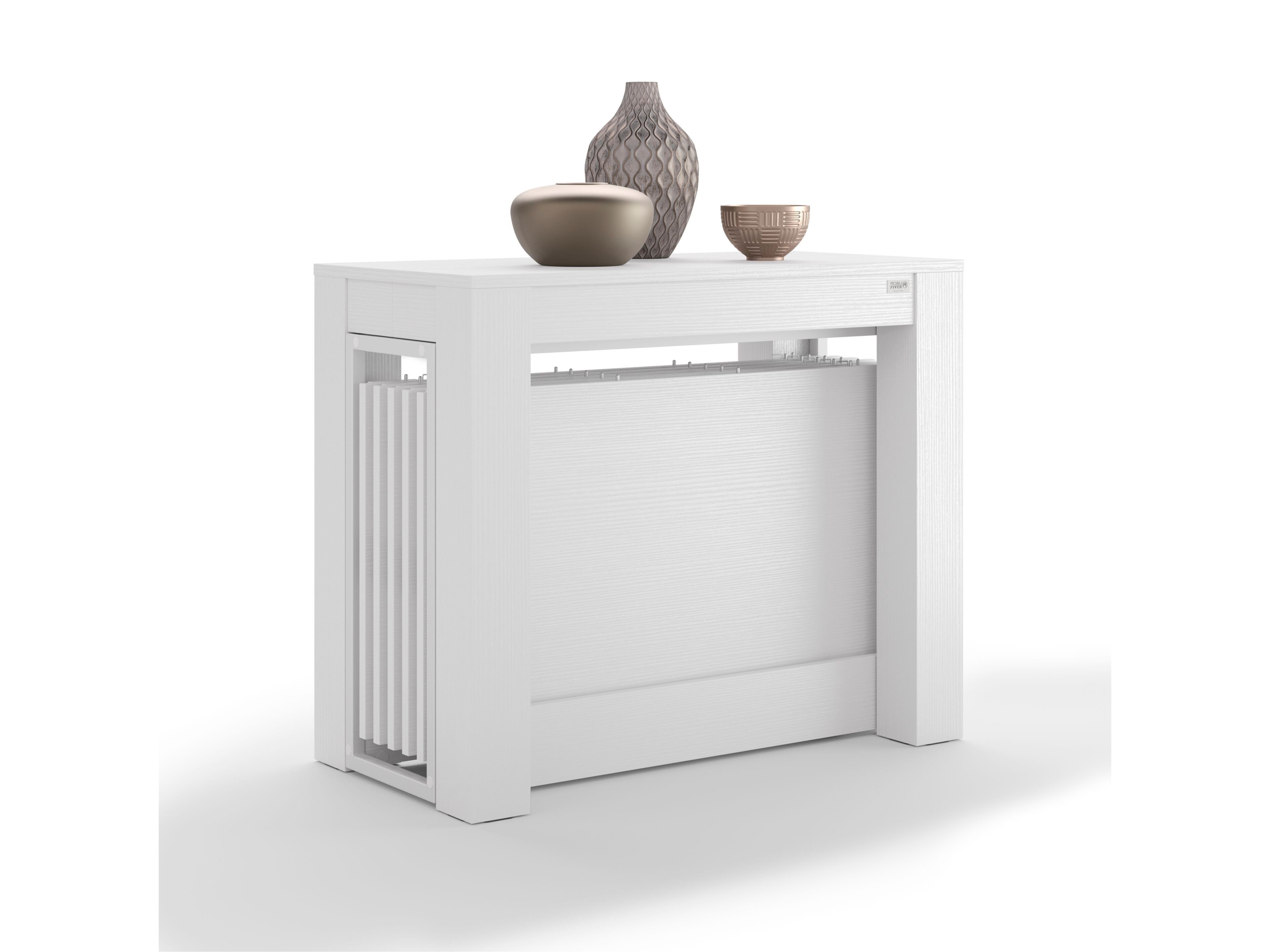 Выдвижная консоль из белого ясеня с 2 скамейками Mobili Fiver Rachele ARCH-00132193 - Вид №1