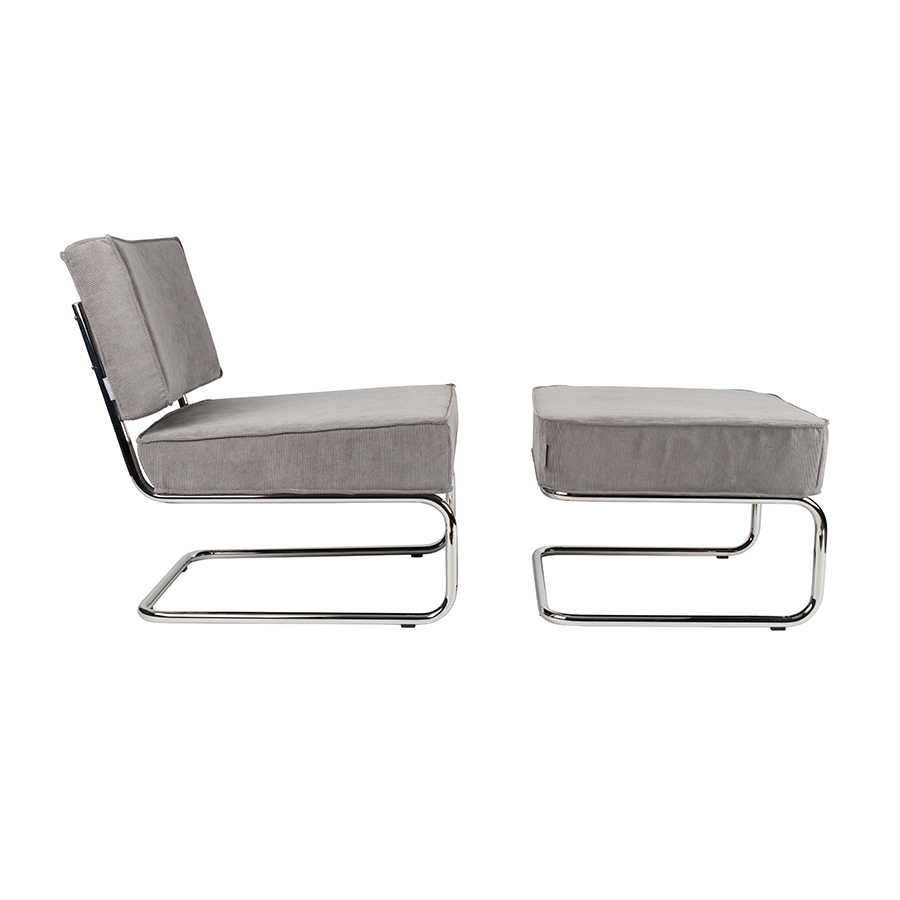 Кресло Lounge Ridge Rib светло-серое Zuiver 3100031 - Вид №3