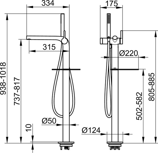 51527030100 Однорычажный смеситель для ванны KEUCO Edition 400 - Вид №2