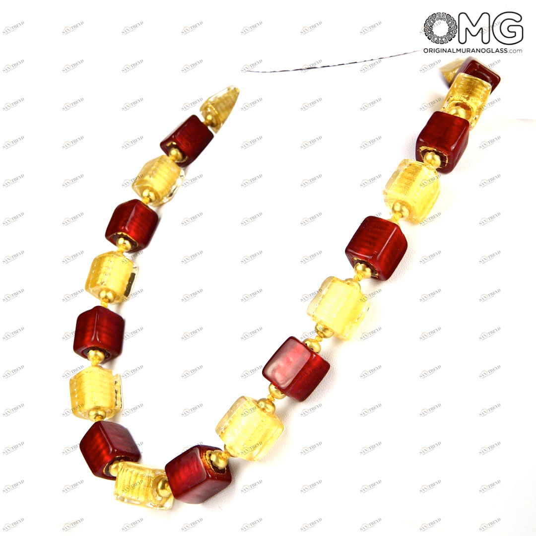 2981 ORIGINALMURANOGLASS Колье Малина - золото - Original Murano Glass OMG 53 см 