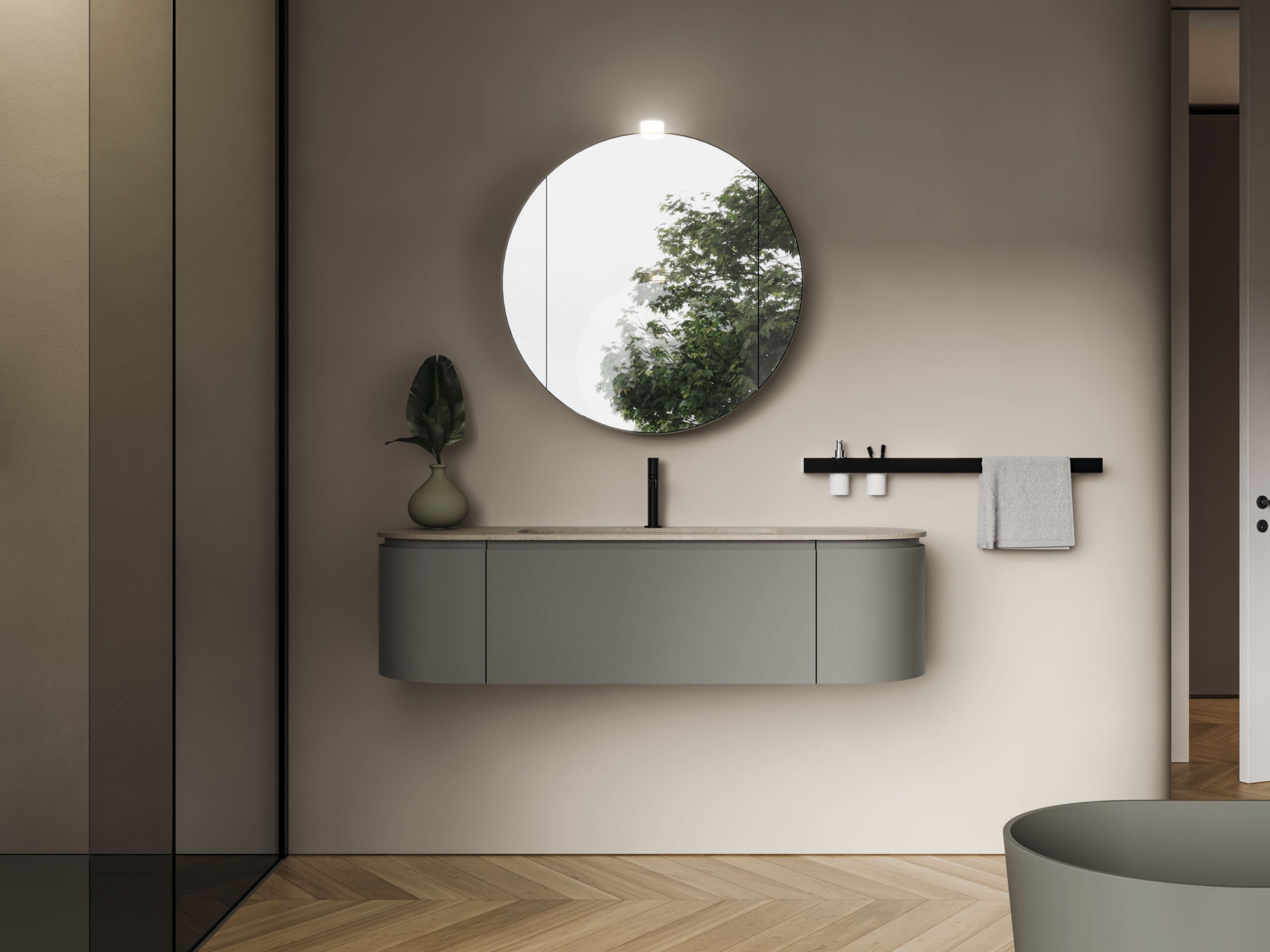 Подвесной туалетный столик с зеркалом Ideagroup Seventy Form ARCH-00007350