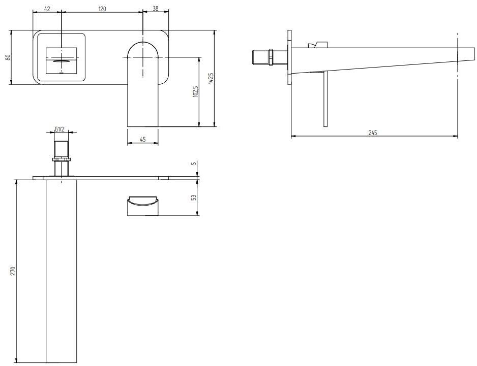 ZAZZERI Смеситель для умывальника настенный 100 sun-id-1443751 - Вид №5