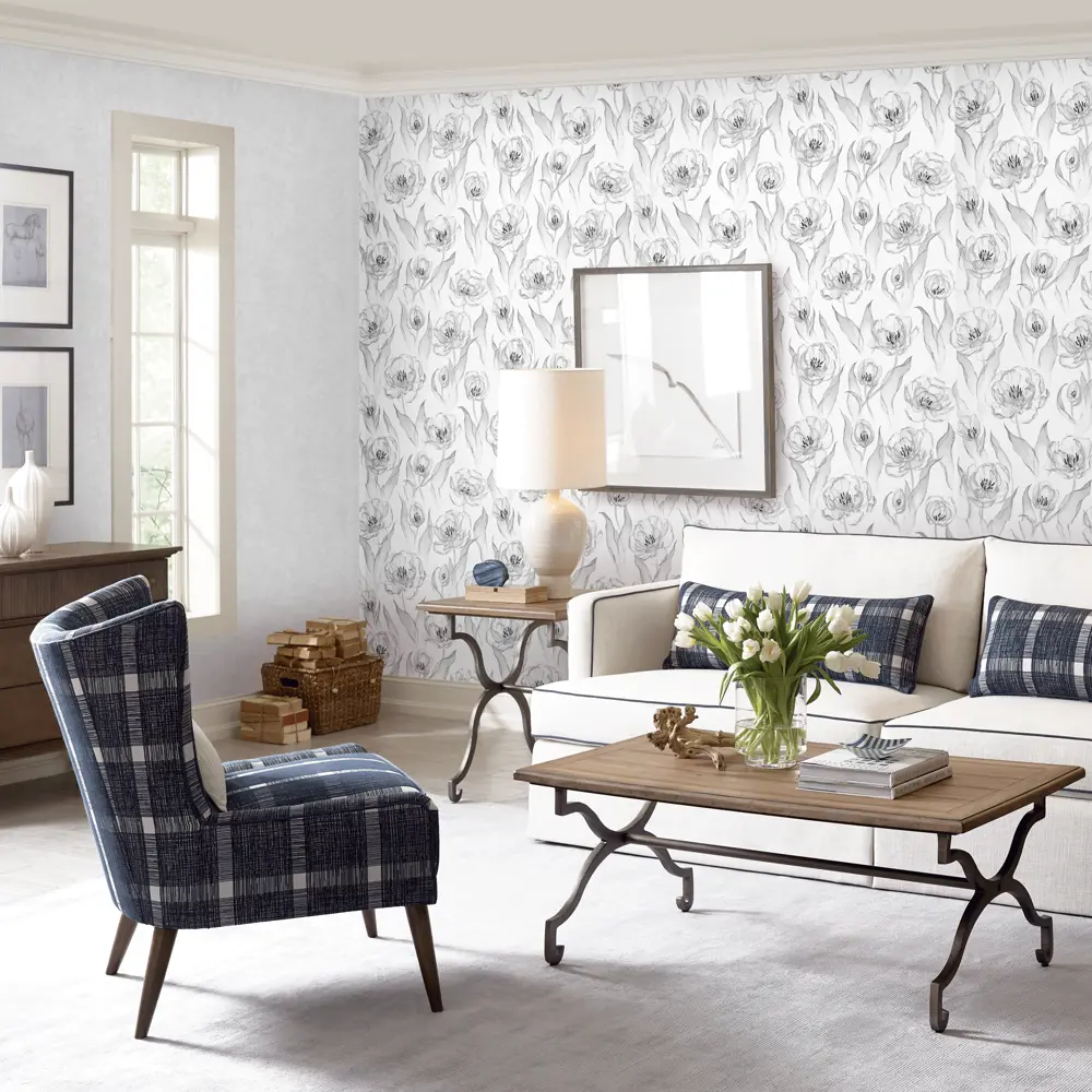 Обои флизелиновые Артекс Тюльпан белые 1.06 м 10533-02 STLM-2069306 - Вид №3