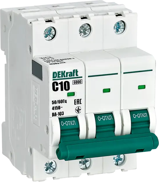 Автоматический выключатель DEKraft ВА-103 3P для защиты электросетей 84509385