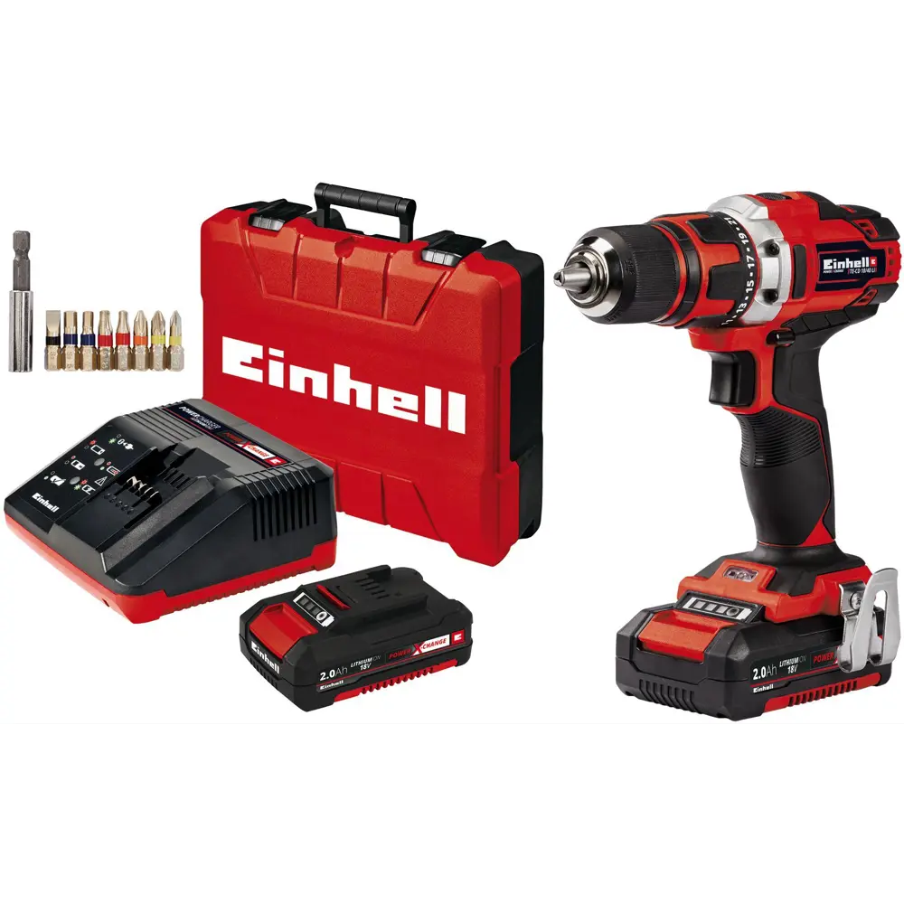 Дрель-шуруповерт аккумуляторная Einhell TE-CD 18/40 Li, 18 В Li-ion 2x2 Ач 82843995 STLM-2141247  - Вид №3