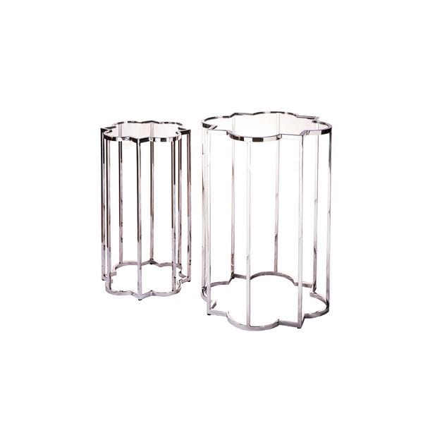 Приставной столик стеклянный фигурный с ножками хром Colonna B UNICO  248856 Хром  - Вид №1