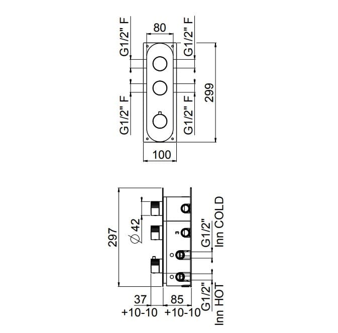 Встраиваемый термостатический смеситель для душа CARIMALI Q-TIME ARCH-00029340 - Вид №2