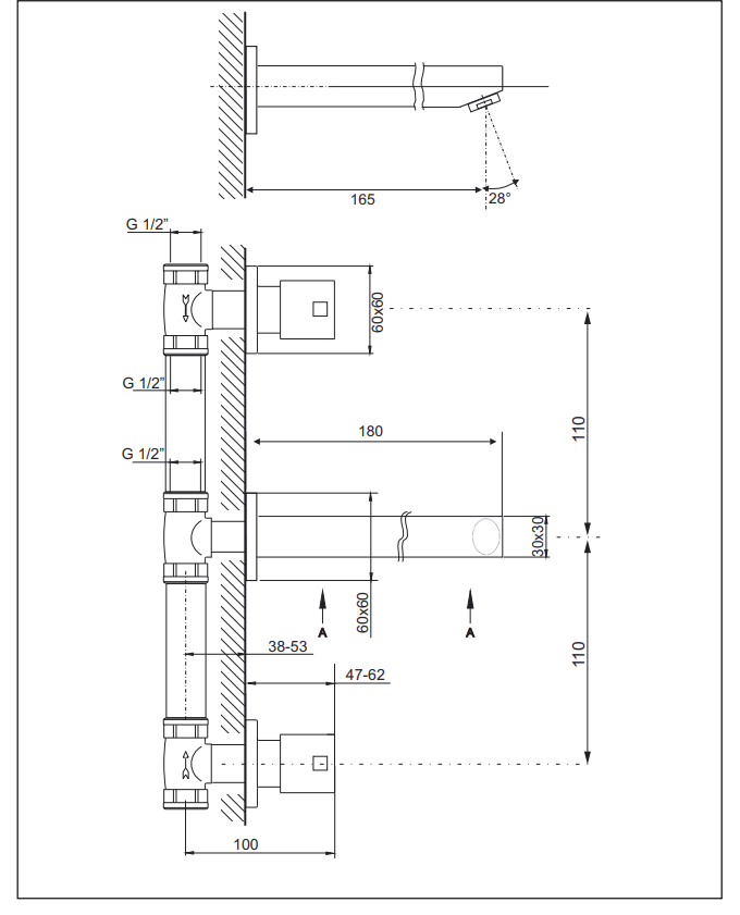 Смеситель для раковины Kaja Aquadrat 20820-С A-Quadrat 20820С - Вид №1