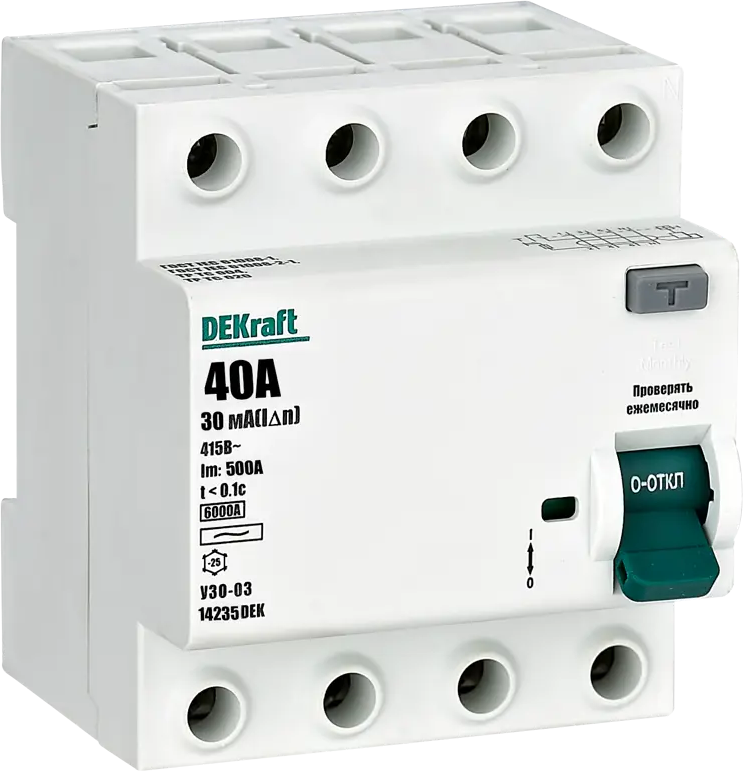 DEKraft УЗО 4-полюсное 40А с защитой от утечки тока 84509406