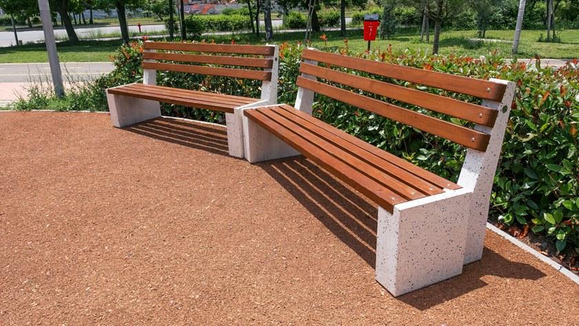 ENCHO ENCHEV - ETE Скамейка из бетона и дерева со спинкой  237  - Вид №5