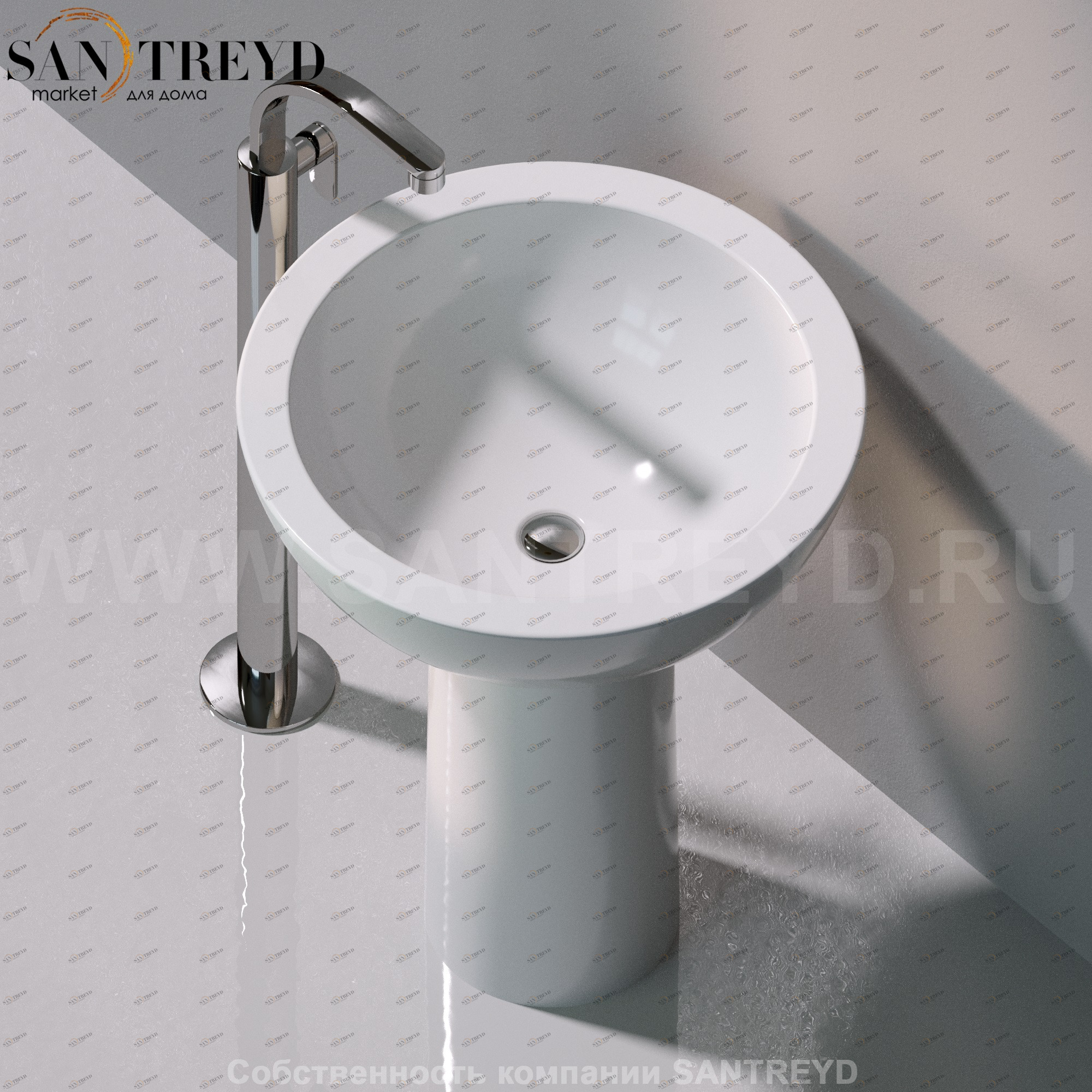 FN70L9016 Напольная раковина стоящая круглая Ceramica Flaminia Fonte