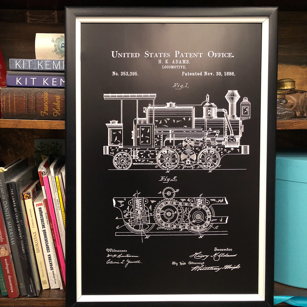 896521309_1818 Арт-постер «Патент на локомотивный вагон, 1886» Object Desire  - Вид №1