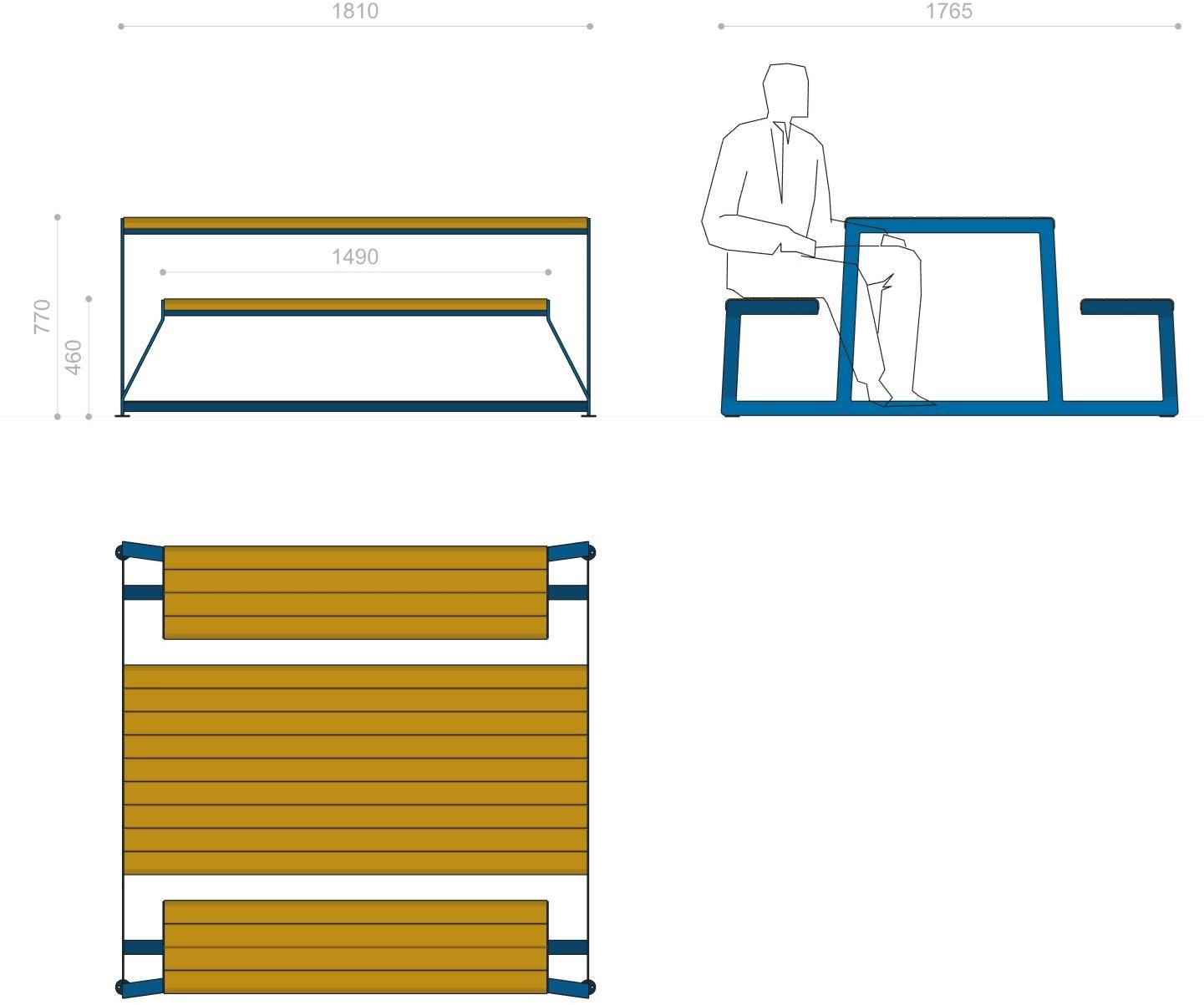 DIMCAR Прямоугольный стол для пикника со встроенными скамейками  G497  - Вид №4