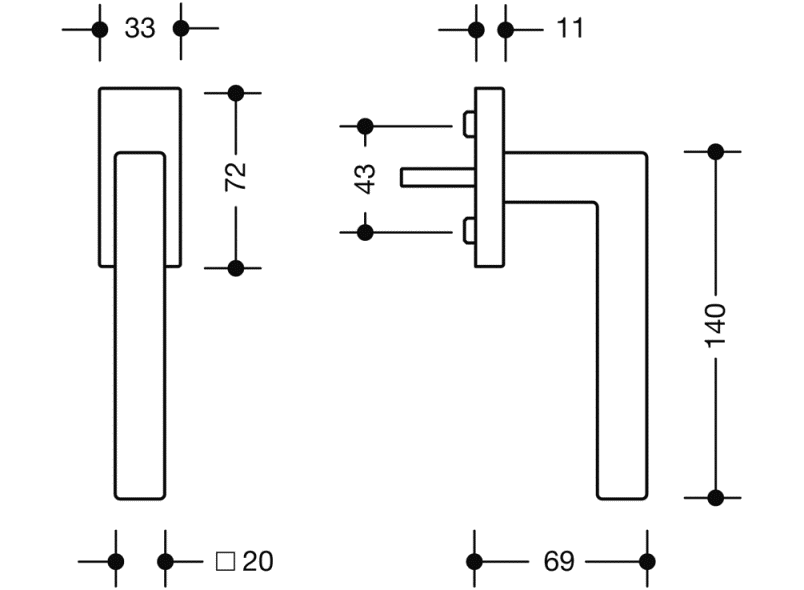 100XPFG.1B оконная ручка HEWI System 100 | Edelstahl  - Вид №1