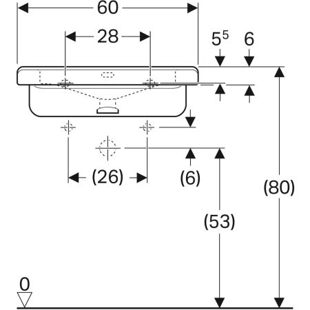 128662000 Раковина Geberit Renova Comfort Square, безбарьерная Geberit  - Вид №28