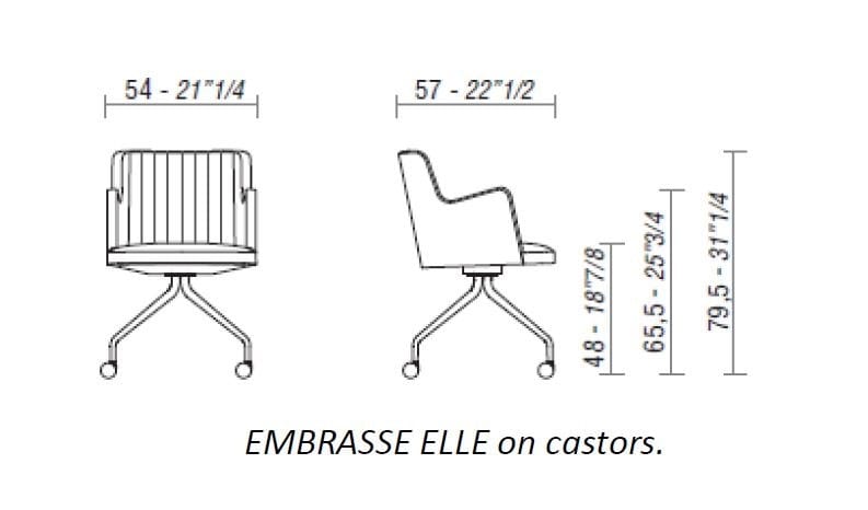 Вращающееся кресло на колесиках с подлокотниками ESTEL GROUP Embrasse ARCH-00072497 - Вид №3