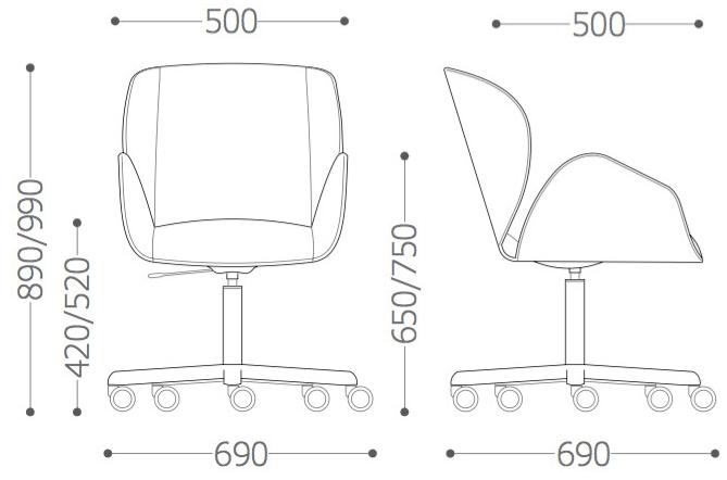 VAGHI Мягкое поворотное кресло на колесиках Suoni guest Sio6l/sio6x - Вид №4