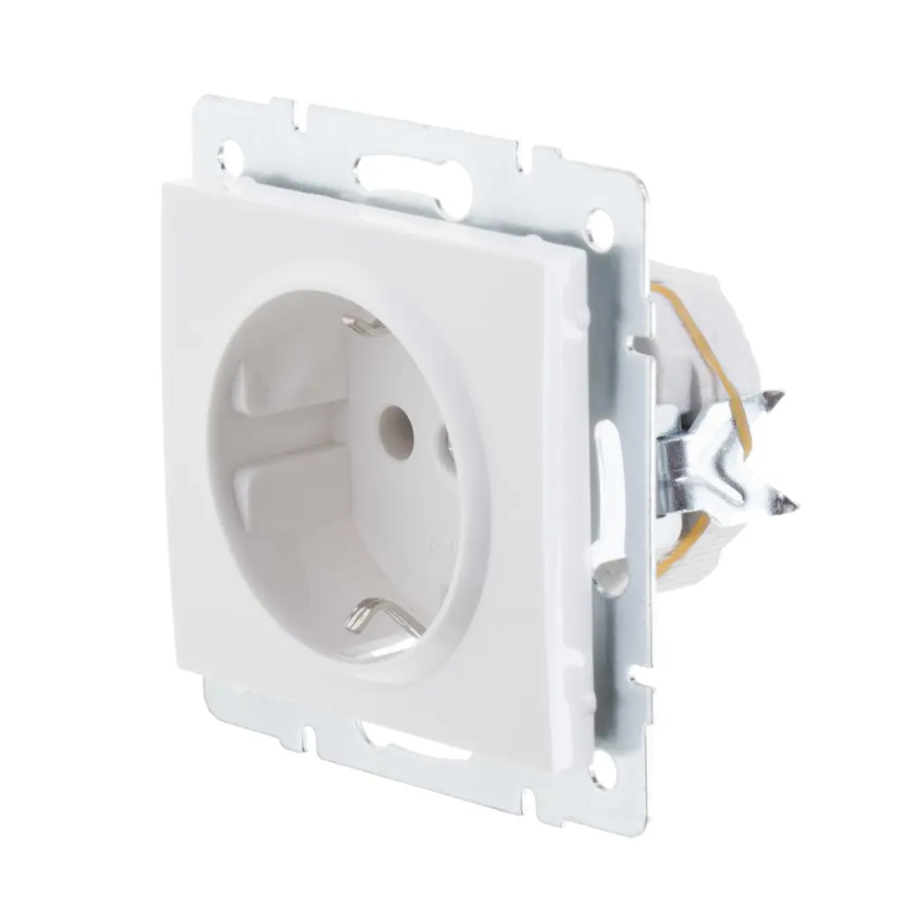 Розетка встраиваемая Lezard Rain с заземлением, цвет белый STLM-2178657 - Вид №2