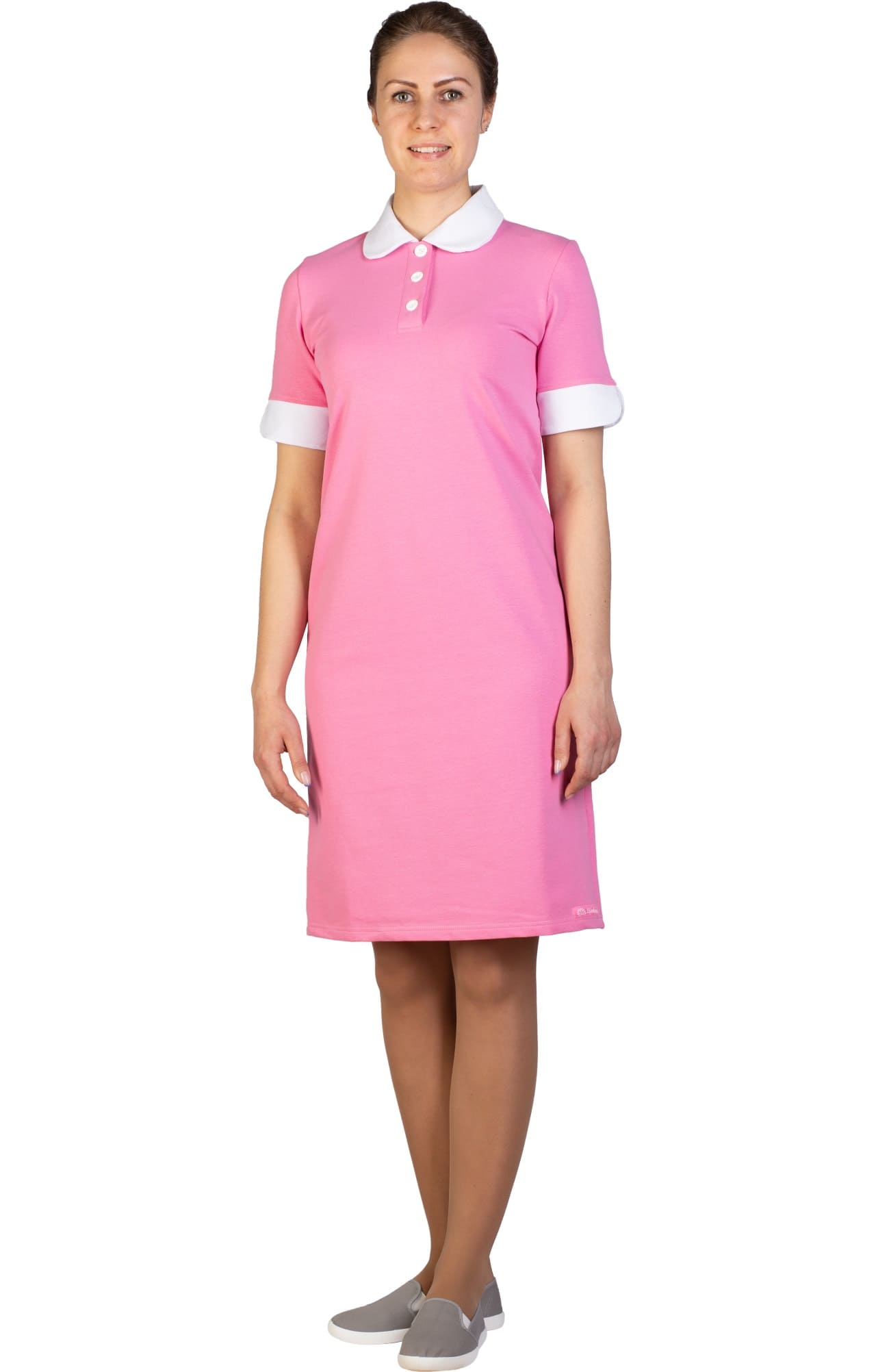 64666 Платье-поло трикотажное цвет PINK (розовый) GRACE  Одежда для обслуживающего персонала  размер 46 (M)  - Вид №2