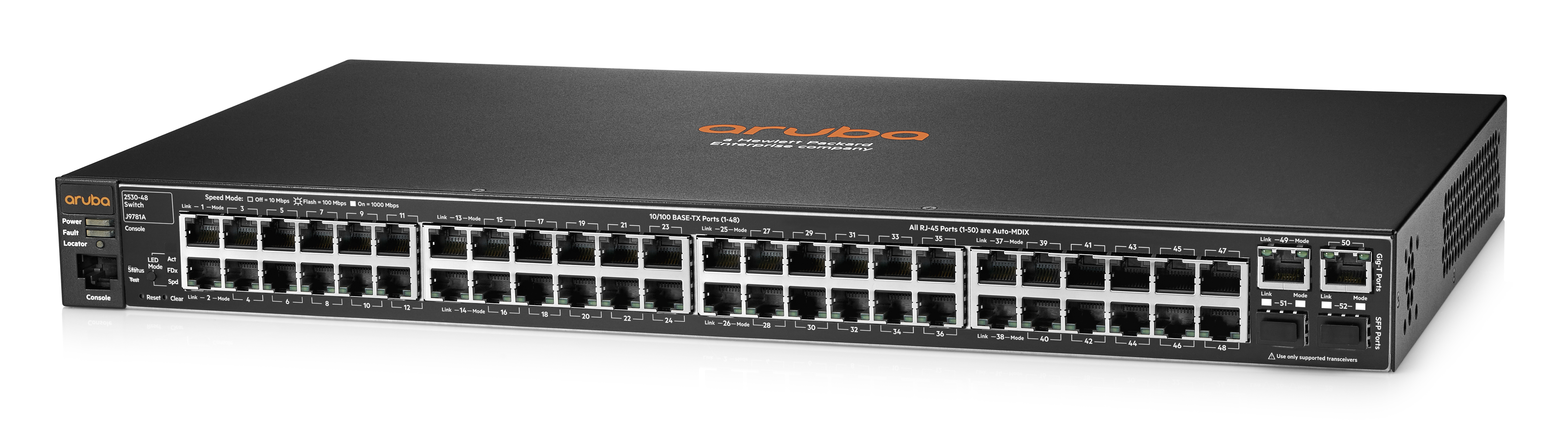 J9781A#ABB Aruba 2530 48 switch (managed, l2, 48*10/100 + 2*10/100/1000 + 2*sfp, fanless design, rackmount 19”) HP Enterprise Santreyd  - Вид №1