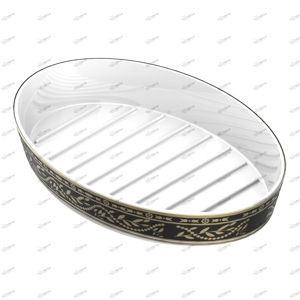 A7F-4607 Мыльница фарфоровая Thg-paris Marquise чёрный с золотым декором Хром A7F-4607 CAT.A