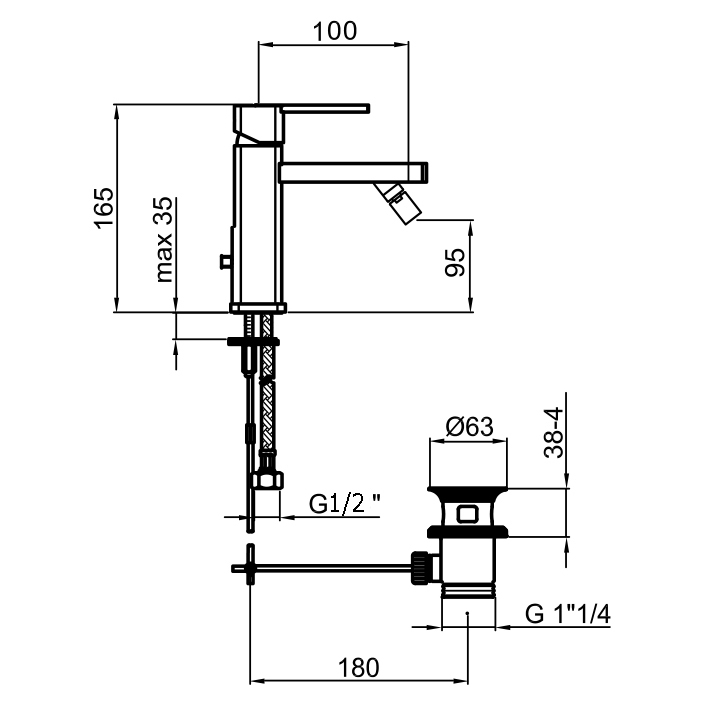 AA840102015 Смеситель для биде Webert Azeta New  - Вид №1