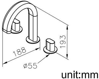 JUSTIME Смеситель для раковины на 3 отверстия из хромированной латуни Perfecto 6920-91-80cp - Вид №1