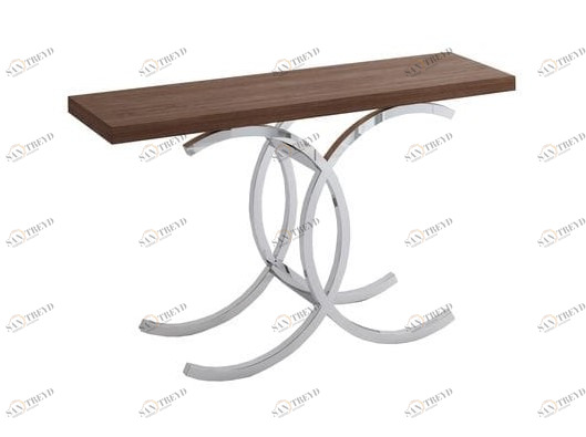 Консоль деревянная, орех с фигурной металлической ножкой Dalmine UNICO  249538 Серебро;орех;коричневый 