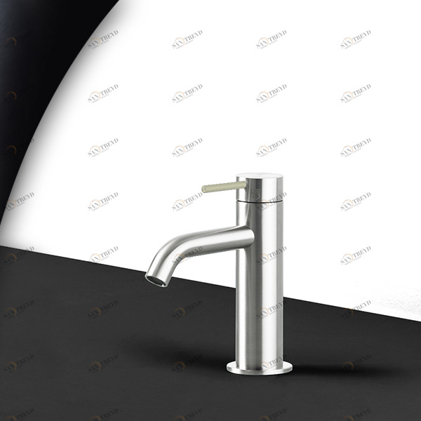 Смеситель для раковины сталь глянцевая с бежевой ручкой Toki Radomonte TKI1LCIL19