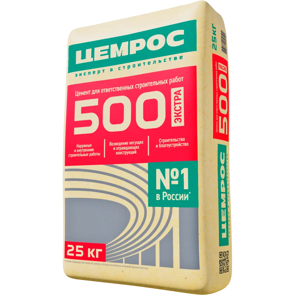 ЦЕМРОС 500 ЭКСТРА - универсальный портландцемент повышенной прочности 25 кг 14535305 STLM-1541315 - Вид №1