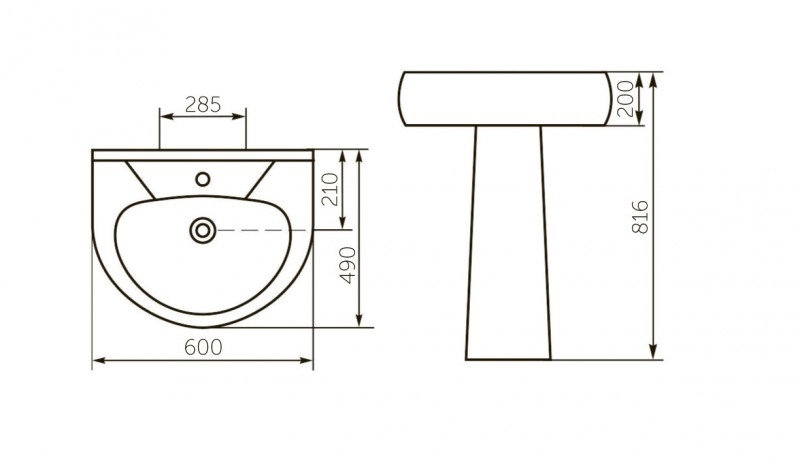 Элеганс, Умывальник Напольная раковина стоящая овальная ROSA ЭЛЕГАНС - Вид №1