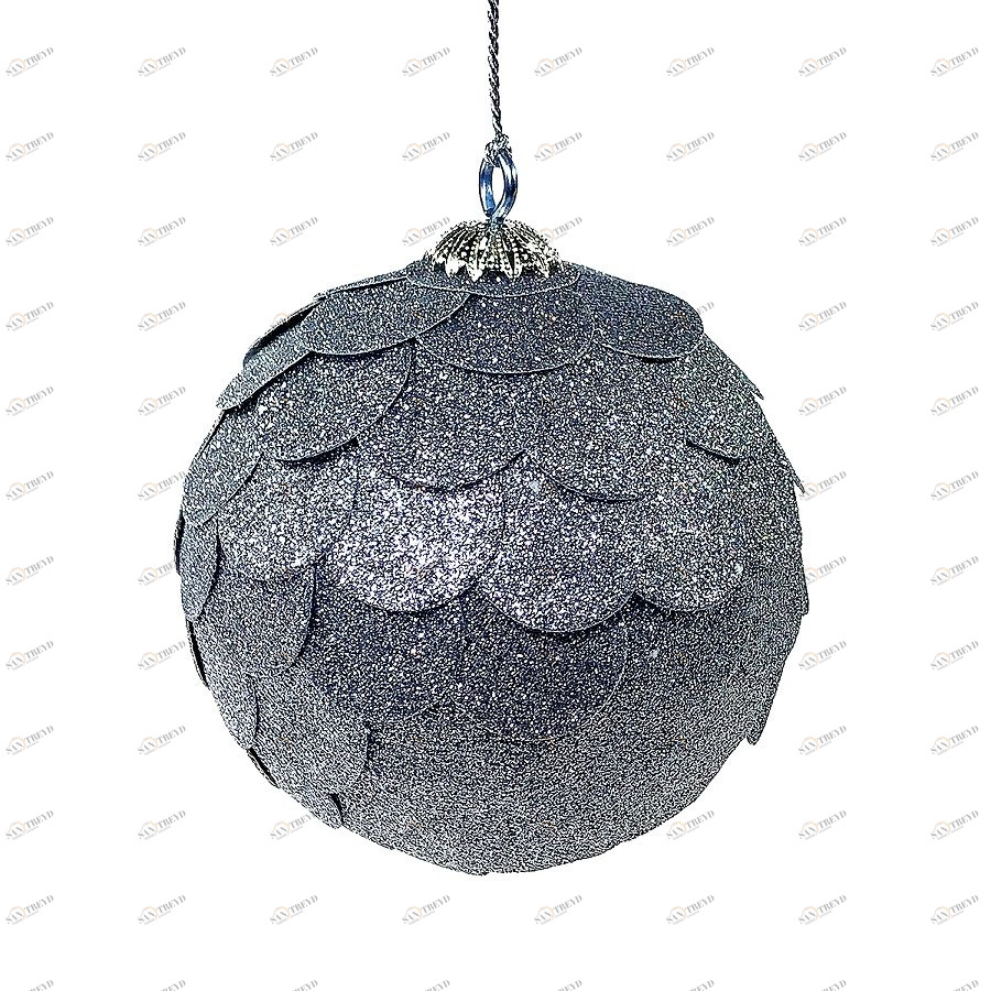 Шар новогодний серебряный с блестящими чешуйками Paper ball, 10 см ENJOYME  253103 Серебро;серый 