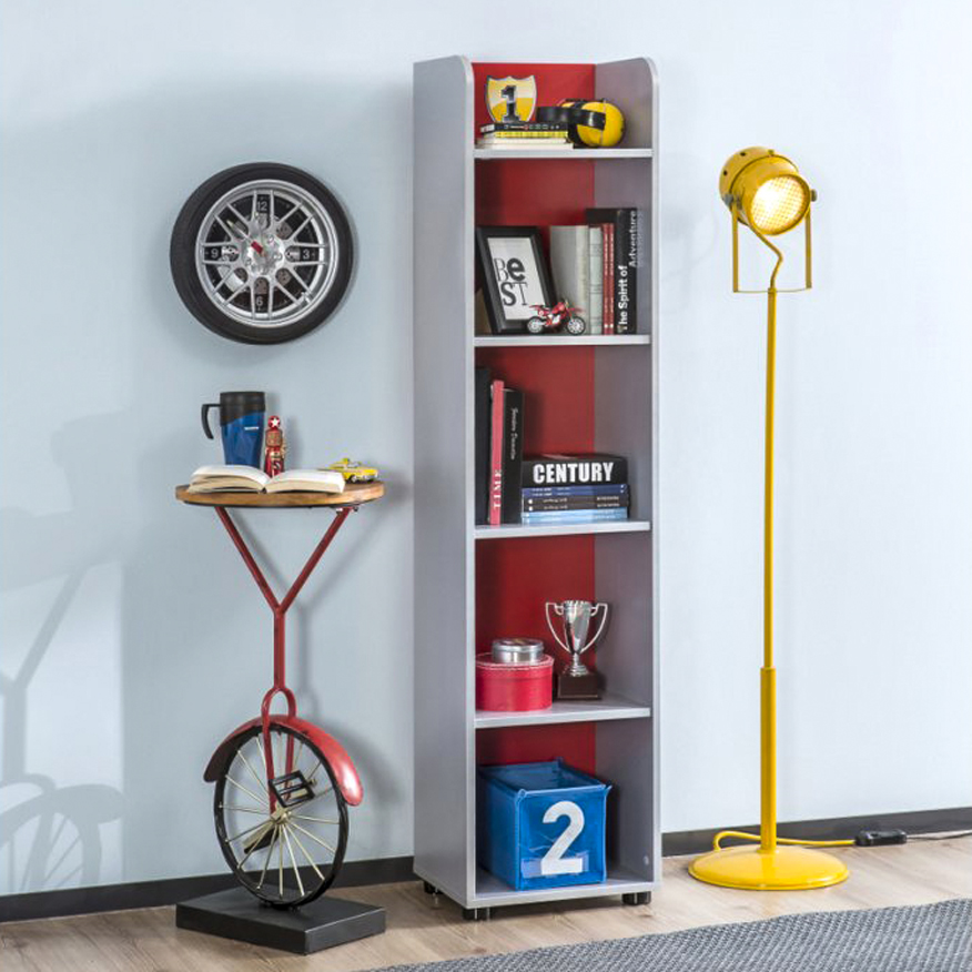 Стеллаж для книг узкий серый Race Сup CILEK RACE CUP 00-3832195 Красный;серый Santreyd  - Вид №2