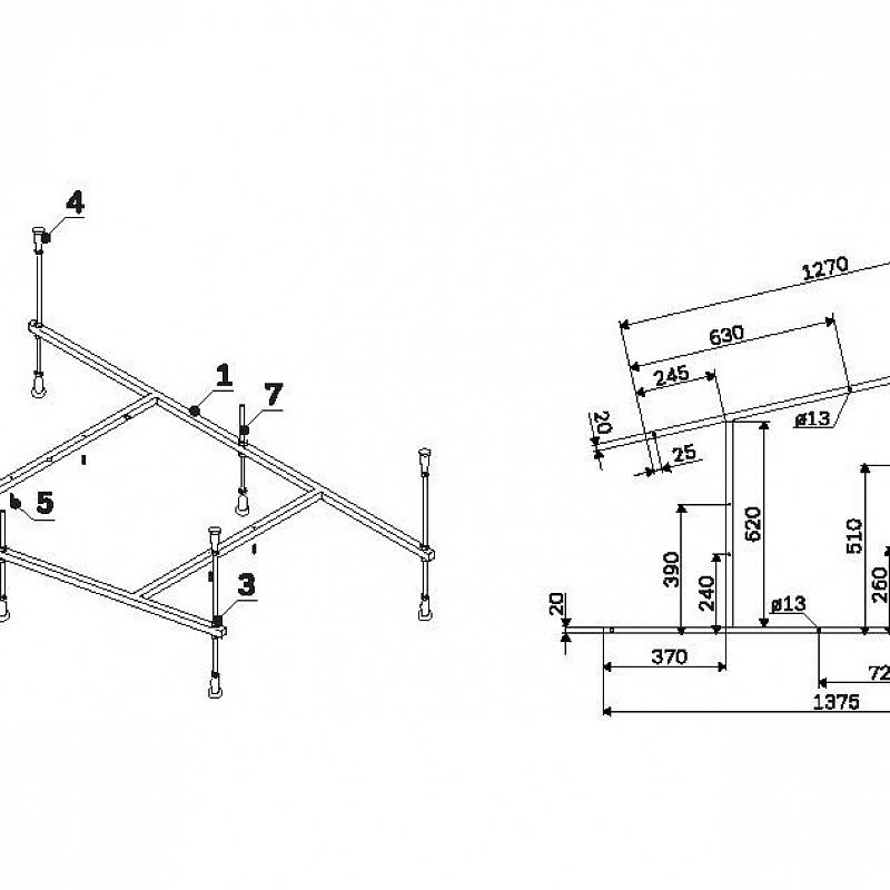 W72A-160-100W-R2 каркас для ванны 160х100 AM.PM Spirit - Вид №1