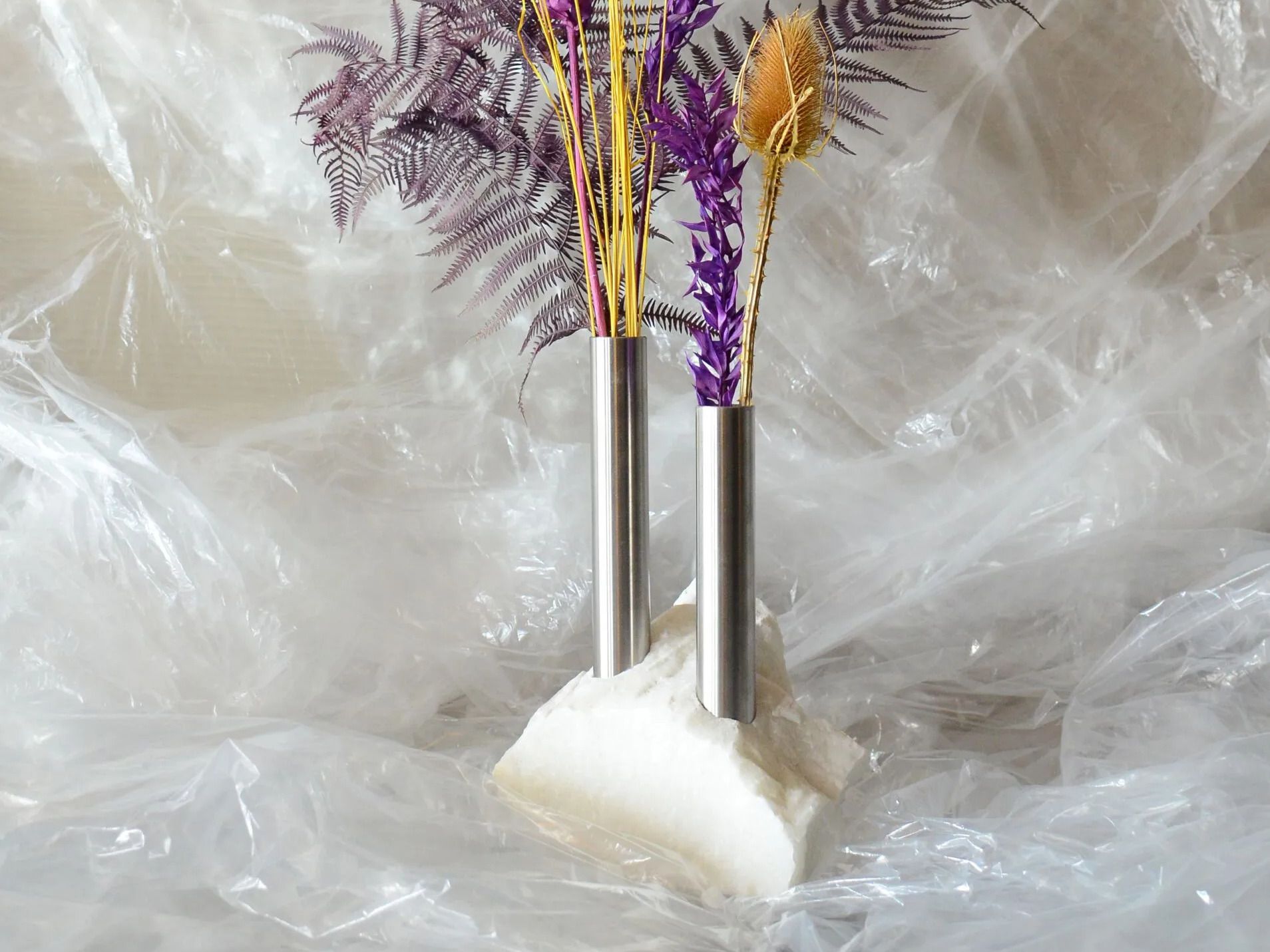 Ваза из оникса и нержавеющей стали VESTA FURNITURE метеориты ARCH-00123078