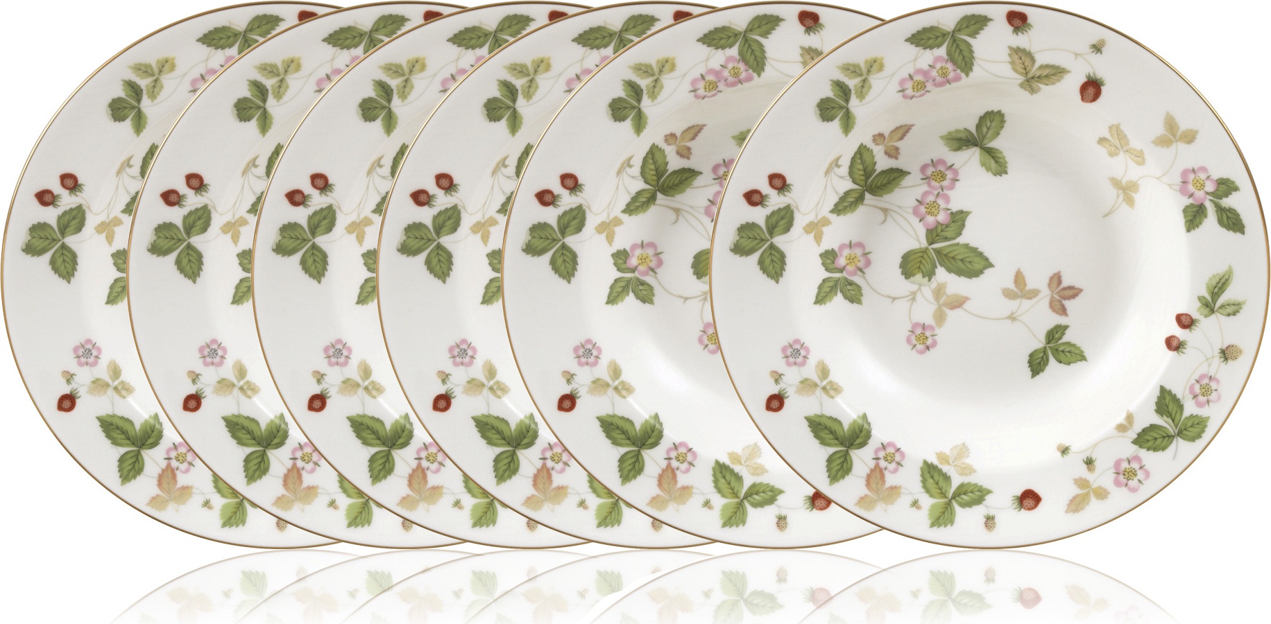 10672532 Wedgwood Набор тарелок суповых  Wedgwood Земляника 20см, 6 шт, фарфор Фарфор костяной 